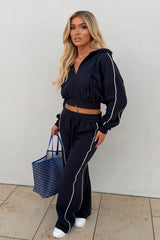 womens crop hoodie and joggers casual loungewear co ord set airport outfit styledup