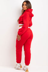 tracksuit crop hoodie and joggers two piece loungewear set