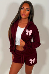 bow detail crop hoodie and shorts two piece co rod set styledup uk
