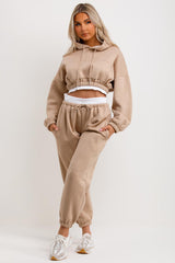 womens crop hoodie and joggers tracksuit set