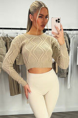 women’s cable knit crop jumper styledup