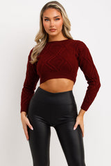 cable knit crop jumper long sleeve
