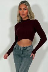 long sleeve round neck knitted jumper womens 