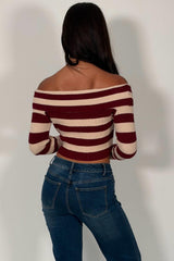 knitted off shoulder crop jumper styledup uk
