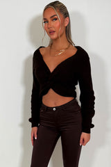 knitted jumper with twist front long sleeves styledup