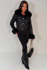faux fur faux leather winter jacket styledup uk