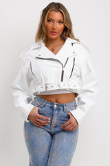 womens zara white faux leather jacket sale uk