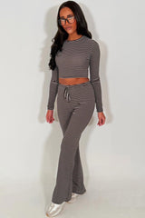 womens brown striped lounge set styledup