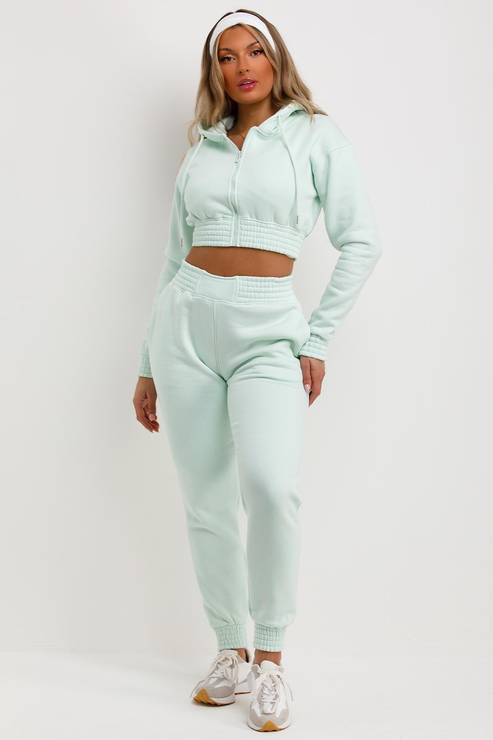 womens tracksuit with zip front and joggers co ord set