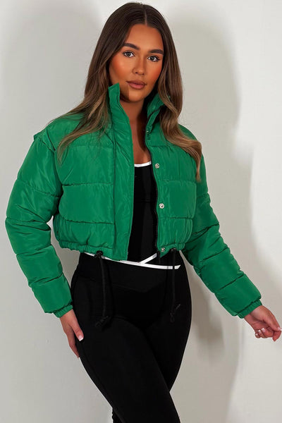 womens bershka puffer padded jacket with drawstring hem styledup