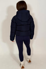 zara womens navy puffer jacket with hood 