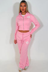 womens crop corset hoodie and joggers tracksuit set airport outfit styledup