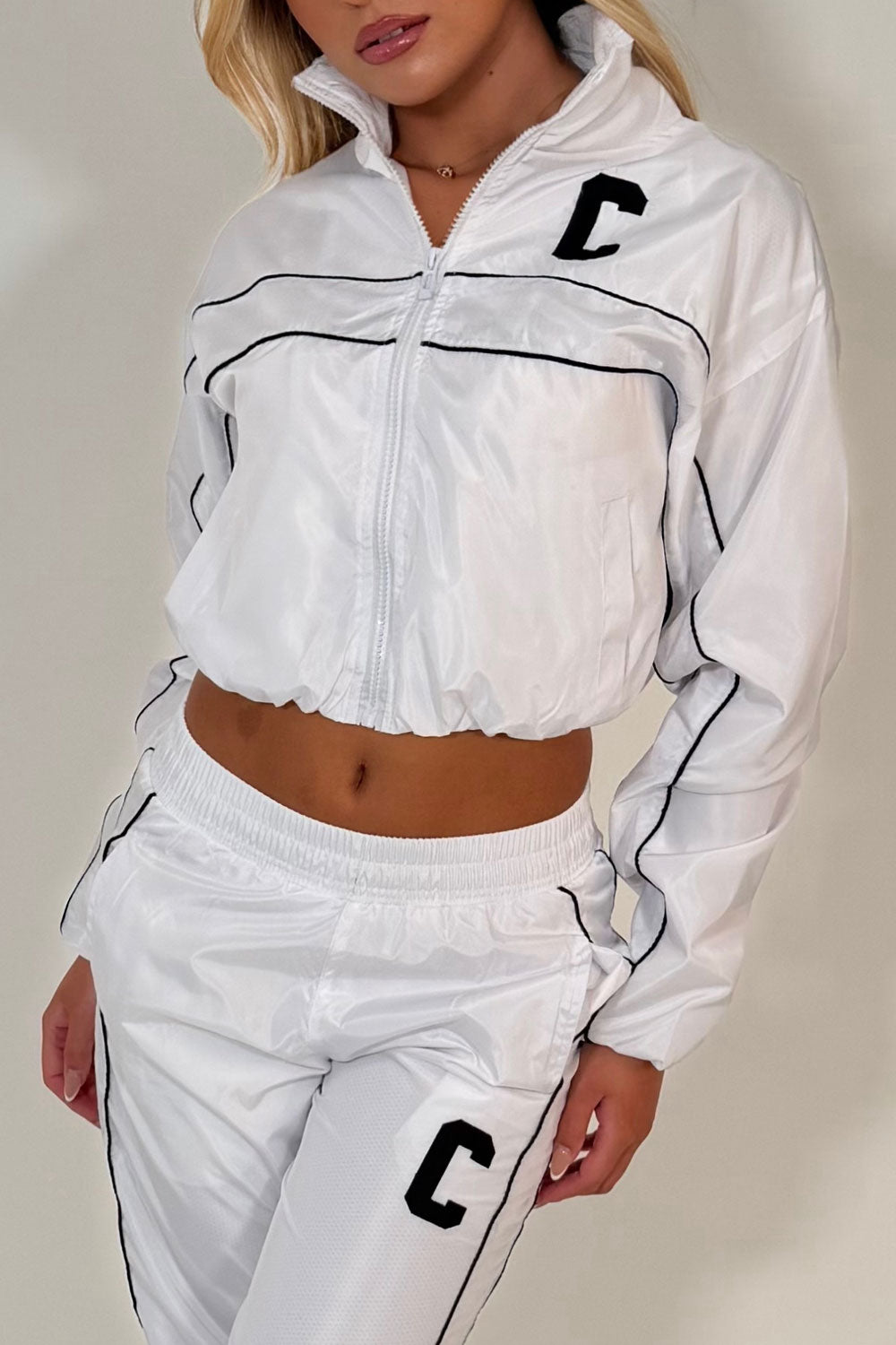 womens summer tracksuit track trouser and light weight jacket two piece matching set styledup 
