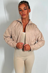 zara womens crop bomber jacket acid wash 