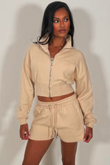 zara womens zip up plush jacket and shorts tracksuit summer holiday outfit styledup uk
