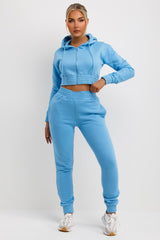 womens tracksuit with zip front and joggers co ord set