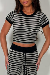 black white contrast striped trouser and top co ord set new season lounge set styledup uk