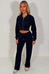 womens wide leg joggers and crop sweatshirt tracksuit co ord holiday airport outfit styledup