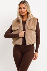 womens crop teddy gilet 