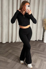 crop corset hoodie and flare trousers loungewear co ord set zara womens