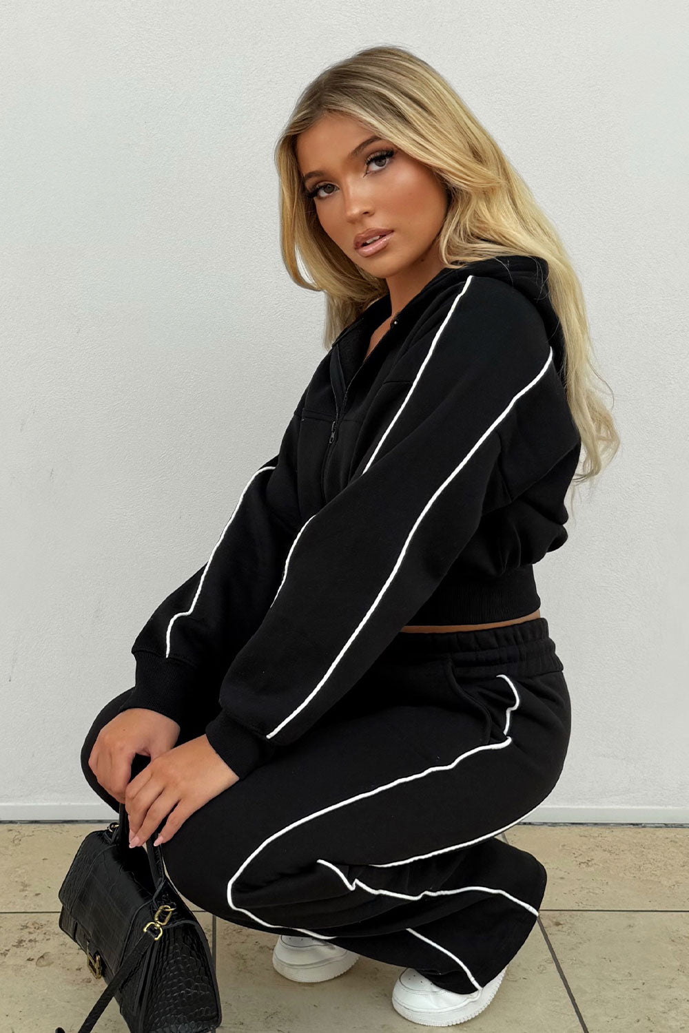 womens joggers and hoodie tracksuit set two piece travel in outfit styledup uk