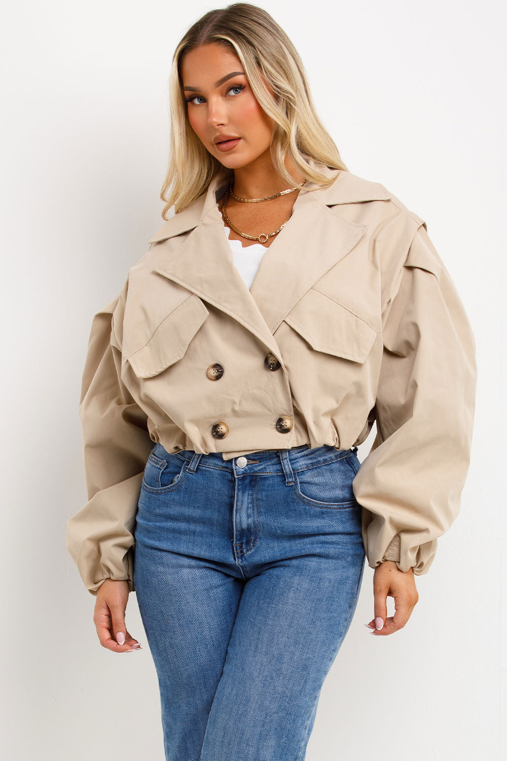 zara womens double breasted short trench jacket styledup