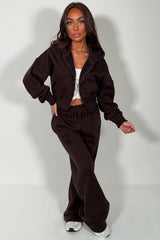 womens joggers and crop hoodie tracksuit set two piece airport outfit styledup white fox uk sale