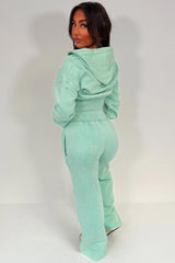 womens crop hoodie and wide leg joggers tracksuit set airport outfit styledup