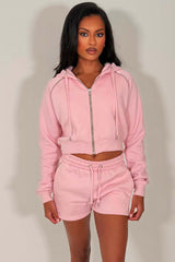 womens crop hoodie and short co ord summer tracksuit lounge set styledup uk