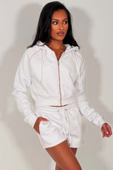 womens crop hoodie and short co ord summer tracksuit lounge set styledup uk