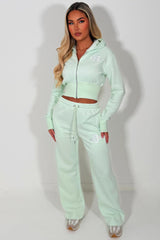 womens crop corset hoodie and joggers tracksuit set airport outfit styledup