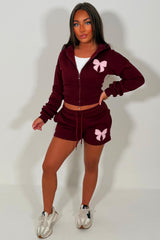 womens bow detail crop corset hoodie and shorts co ord set airport summer holiday outfit set uk