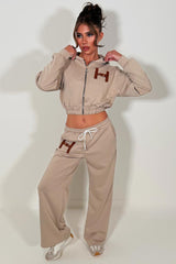 womens crop tracksuit co ord set with letter h airport outfit 