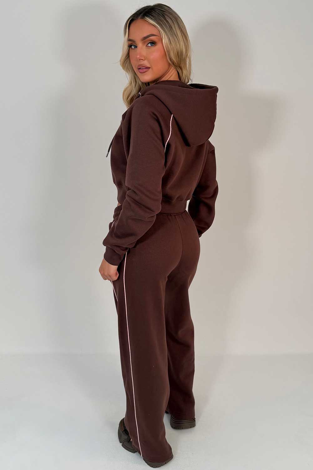 womens brown joggers and hoodie everyday tracksuit set styledup fashion