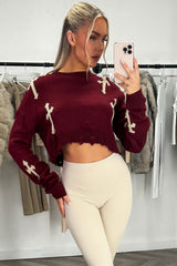 crop knitted jumper burgundy