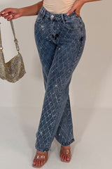 womens diamante jeans denim blue styledup uk sale