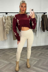 crop knitted jumper with crosses