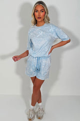 womens cross applique t shirt and shorts set summer holiday airport outfit whitefox uk 