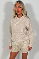 beige shorts tracksuit summer lounge set styledup uk