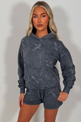 hoodie and shorts co ord with crosses applique styledup summer holiday airport outfit uk