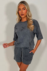 womens cross applique t shirt and shorts set summer holiday airport outfit whitefox uk 