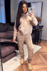 cross hoodie and joggers loungewear set womens acid wash tracksuit styled up