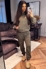 womens oversized hoodie and joggers tracksuit set with distressed cross detail