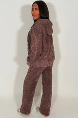 womens oversized zip hoodie sweatshirt and wide leg joggers with cross applique 