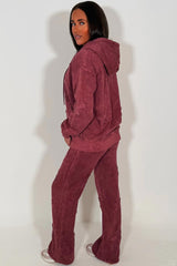 burgundy cross hoodie and joggers loungewear set womens acid wash tracksuit styled up