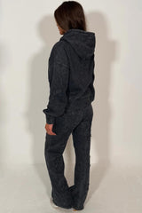 womens hoodie and joggers tracksuit set with crosses charcoal grey
