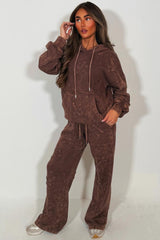 brown cross hoodie and joggers loungewear set womens acid wash tracksuit styled up