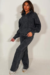 grey cross hoodie and joggers loungewear set womens acid wash tracksuit styled up