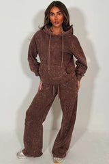 womens cross hoodie and wide leg joggers loungewear co ord set styledup