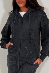 womens cross hoodie and wide leg joggers loungewear co ord tracksuit set styledup